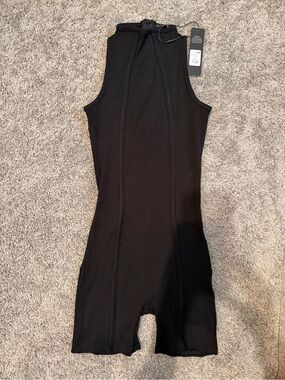 NWT Women’s Black Ribbed High Neck One-Piece Romper